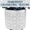 MyGift Artificial Eucalyptus Plant in Modern Gray Concrete Pots with Geometric Embossed Pattern (1, Blue)