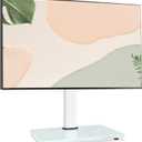 Swivel Universal TV Stand for 32-75 inch TVs with Tilt Down/Up, 8 Levels Height Adjustable Table Top TV Mount Stand with Stable Heavy Duty Tempered Glass Base, MAX VESA 600x400 mm up to 99lbs, White