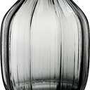 Black Grey Glass Vase for Flowers,Dark Grey Bud Tall Glass Vases,H-8.0" Simple Striped Design for Home Floor Decor,Farmhouse Decor, Centerpiece Coffee Table Decorations