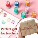 10PCS Round Teacher Stamps for Classroom-No Ink, Self-Inking Rubber Stamp for Grading Homework Behavior Stamp for Office Stationery Cute Encouraging Comments Reward Supplies