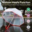 The Weather Station Adult Clear Bubble Rain Umbrella with Dome Canopy and Lightweight Wind and Rain Protection