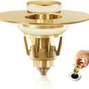 Bathroom Sink Stopper, for 1.1~1.5 in U.S. Standard Drain Holes, Basin Pop Up Bathroom Drain Stopper, with Hair Catcher Anti Clogging Bathroom Sink Drain Strainer (Gold Matte Brushed Finish)