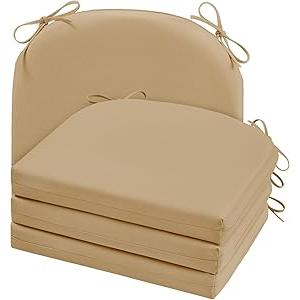 Outdoor Chair Cushions Set of 2 , Outdoor Cushions for Patio Furniture, Water Resistant Patio Chair Cushions with 2 Ties, 17x16x2, Khaki