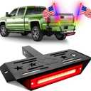 Hitch Step with Light and Whip Mount Holes, 108 LED Brake Lighting(6 Mode) Fit 2" Receiver Steel Construction Powder Matte Coated for Trucks Chevy Ford Toyota GMC Dodge RAM Jeep ATVs SUVs Vans (16.14 inch)