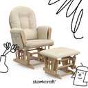 Storkcraft Premium Hoop Glider & Ottoman (Natural/Beige) GREENGUARD Gold Certified Nursery Glider, Solid Wood Craftsmanship, Smooth-Gliding Nursery Chair and Ottoman, Award-Winning