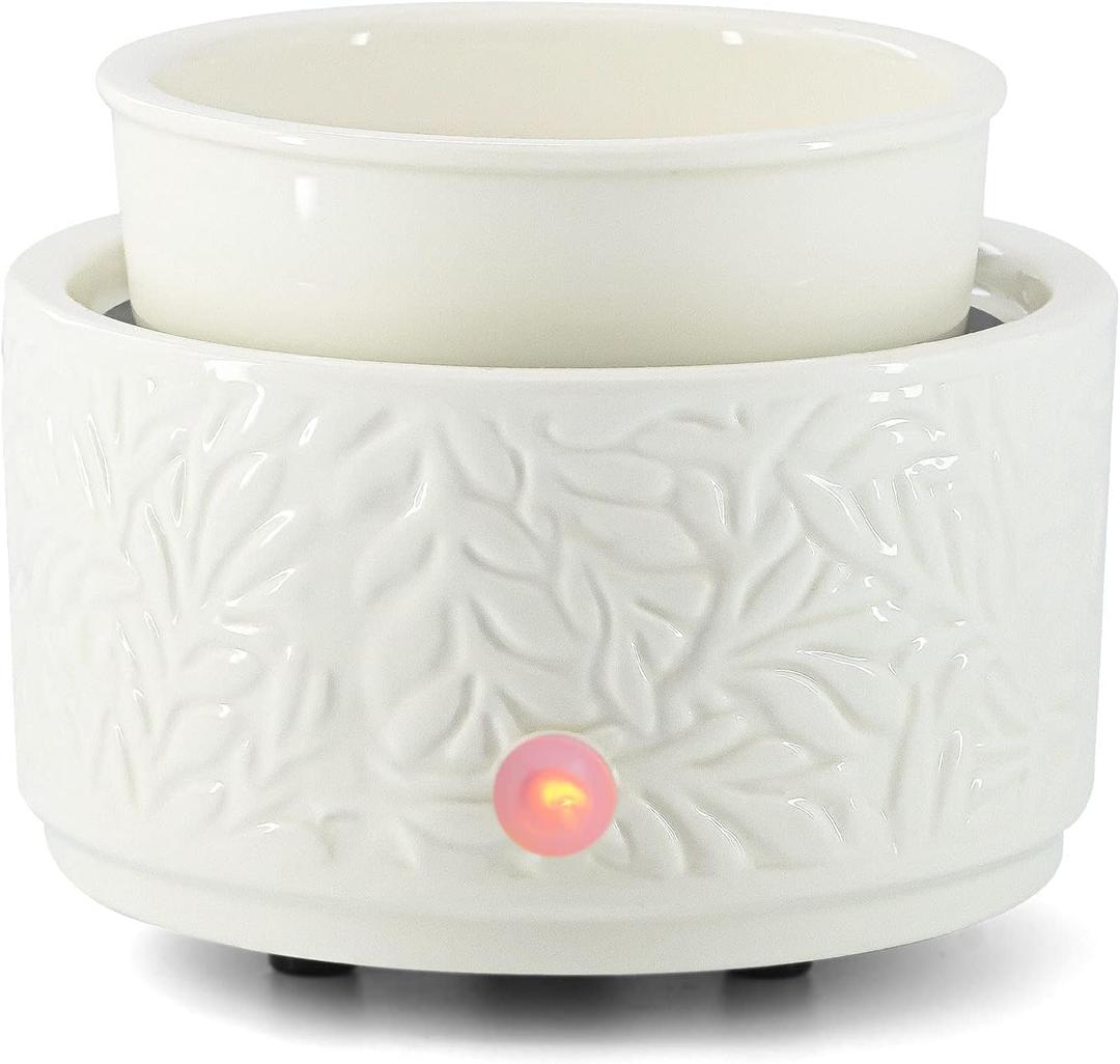 Wax Melt Warmer,Electric 3-in-1 Wax Melter,Ceramic Candle Wax Warmer Burner for Scented Waxs,Candle Warmer Scent Oil Burner Home Aromatherapy-White