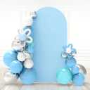 Babenest 5Ft Baby Blue Wedding Arch Cover, Spandex Fitted Arch Backdrop Cover for Photography, Round Top Chiara Stand Cover for Party Ceremony Birthday Baby Shower Anniversary Decoration