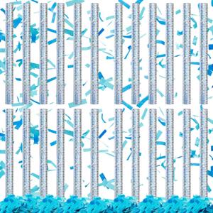 24 Pack Gender Reveal Confetti Wands Stick Bulk 14 Inch Boy or Girl Gender Reveal Wands for Baby Shower Gender Party Reveal Ideas Decorations Supplies (Blue Series)