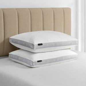 Hotel Grand Bed Pillows King Size Set of 2, 500 Thread Count Cotton Cover, Down Alternative Hotel Pillow for Side, Back, or Stomach Sleepers, Medium Firm Hypoallergenic 18x34