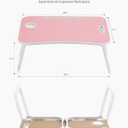 ZEAPTAC Laptop Bed Desk, Foldable Lap Desk, Portable Lap Table, Laptop Stand with Cup Holder & Tablet Slot & Lifting Handle for Working Writing Drawing & Eating - Rose Pink