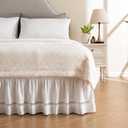 MIYE Wrap Around Ruffled Lace Bed Skirt, Elastic Dust Ruffle with Adjustable Belts,15 Inch Drop Easy to Put On, Bed Frame Cover, Machine Washable (Ruffled Lace, King/Queen-15)