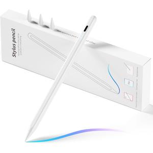 Lpiz ptico para iPad, lpiz de carga rpida para Apple Pad con rechazo de palma, sensibilidad de inclinacin para iPad 6-10, Pro 11"/12.9"/M4, Air 3/4/5/M2, Mini 5/6, blanco austero