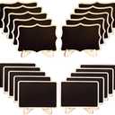 BOPART Mini Chalkboard Signs, 20 Pack Small Wooden Tabletop Chalkboard Sign with Support Easels for Weeding Table Numbers, Buffet Food Signs, Party Decoration (Rectangle & Fancy Polygon)