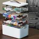 CTIME 4-Tier XL Medicine Organizer - Portable Medicine Cabinet with Leather Handle, Empty First Aid Kit for Home Organization Must, School, Dormitory, Travel, RV, Dorm, Ideal Elderly Gift
