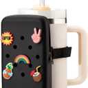 Snowfall Silicone Water Bottle Pouch for Stanley Cup 20/30/40 OZ, Anti-Slip Water Bottle Bag with Elastic Strap for Gym, Hiking and Running, 20-40 OZ Bottle Pocket for Cards, Keys, Phones (Black)