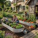 AHEONLAR 2pack 8×4×1ft Raised Garden Bed，Outdoor Galvanized Planter Boxes, Oval Large Metal Raised Garden Beds for Vegetables