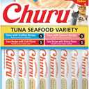 INABA Churu Cat Treats, Lickable, Squeezable Creamy Pure Cat Treat with Green Tea Extract & Taurine, 0.5 Ounces Each Tube, 20 Tubes, Tuna & Seafood Variety Box