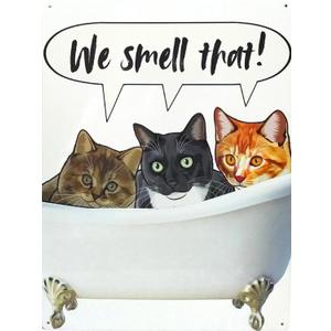 Smelly Cat Decorative Metal Sign, Large 16"x12" Wall Decor, Funny Bathroom Picture For Cats Lovers, Magazine Style Themed Art (WeSmellThat)