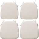 Magpie Fabrics Outdoor/Indoor 17"x16"x2" Chair Cushions with Ties Set of 4, Waterproof All Weather U-Shape Seat Pads Decoration for Patio Garden Furniture Home Office (Recycled Cream White)