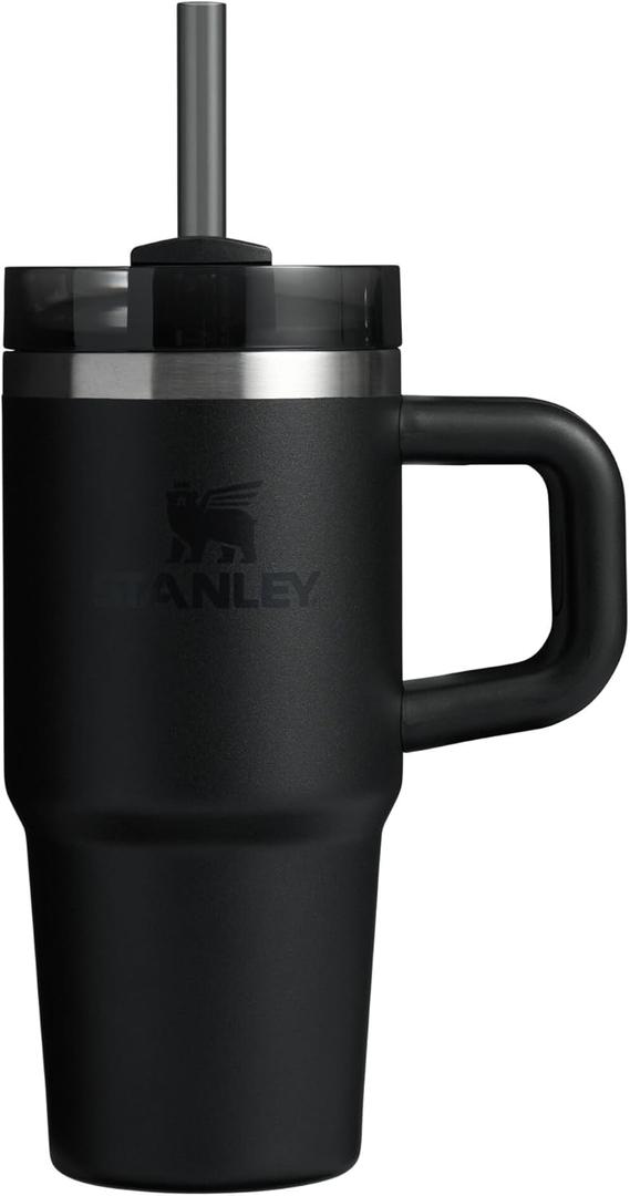STANLEY Quencher H2.0 Tumbler with Handle and Straw 14 oz | Flowstate 3-Position Lid | Cup Holder Compatible for Travel | Insulated Stainless Steel Cup | BPA-Free | Black 2.0