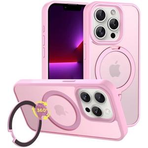 CACOE Magnetic Case for iPhone 13 Pro Max 6.7 inch with 360 Rotatable Ring Stand, Compatible with MagSafe Car Phone Mount, Cases Cover Phone Holder for Desk Meeting/Videos（Pink）