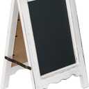15 inch Mini Tabletop Wooden A-Frame Double-Sided Slate Chalkboard Sign Easel for Business (White)
