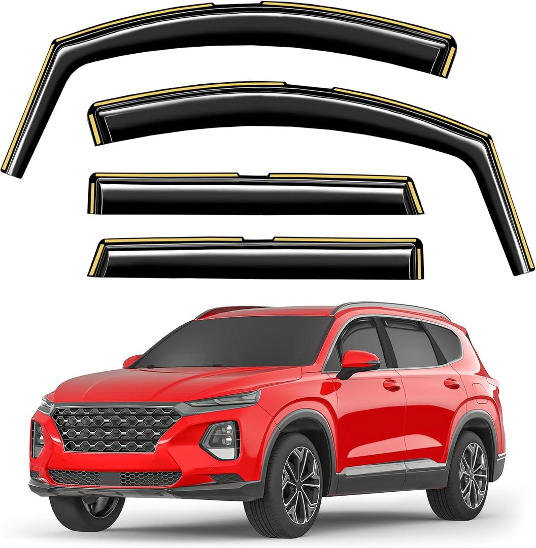 in-Channel Window Rain Guards Fit for Hyundai Santa Fe 5 Seats 2019-2023(Not for XL 7-Seats) Extra Durable Window Visors Window Deflectors Vent Visors Vent Shades Car Accessories-4 pcs 2-Q16