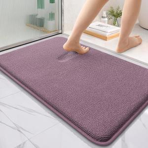 OLANLY Thick Memory Foam Bath Mat Rug 36x24, Extra Soft Absorbent Bathroom Rug, Quick Dry Bath Mats, Non-Slip, Machine Washable Carpet for Bathroom, Tub and Shower, Home Decor Accessories, Deep Plum