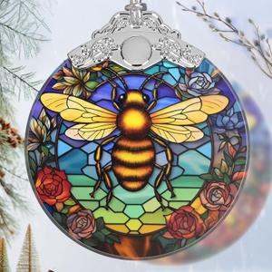 Bee Stained Glass Orament - Christmas Ornament - Christmas Decorations for Tree - Holiday Present ldeas - Gift Exchange