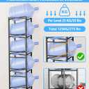 5 Gallon Water Jug Holder, Movable 5 Tier Heavy Duty Water Rack with 4 Wheels, Rack for Water Jug Storage, Space Saving Water Stand for Five 5 Gallon Water Jugs, Black