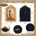 AceOrbit 2 Pcs Vintage Gold Frames 5x7 Gold Frames with Glass Floral Relic Hand Crafted Resin Antique for Tabletop Display, Retro Design Home Decor (Novel)