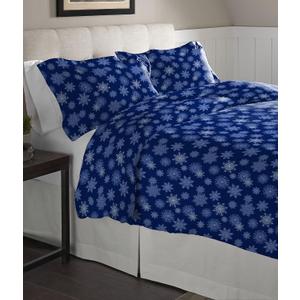 Pointehaven Flannel Oversized Duvet Set, Twin, Snow Flakes Navy