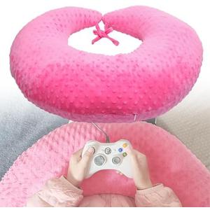 wuwumiline Professional Gaming Pillow for Lap; Arm Rest Pillow Gaming Lap Pillow with Crochet Support - Eliminate Pain in Gaming (Pink)