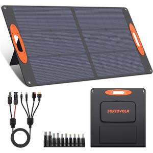 SOKIOVOLA N-Type 16BB 100W Portable Solar Panel 18V Mono ETFE Foldable Solar Panel,25% High Efficiency IP68 Waterproof for Camping Outdoor RV Blackout