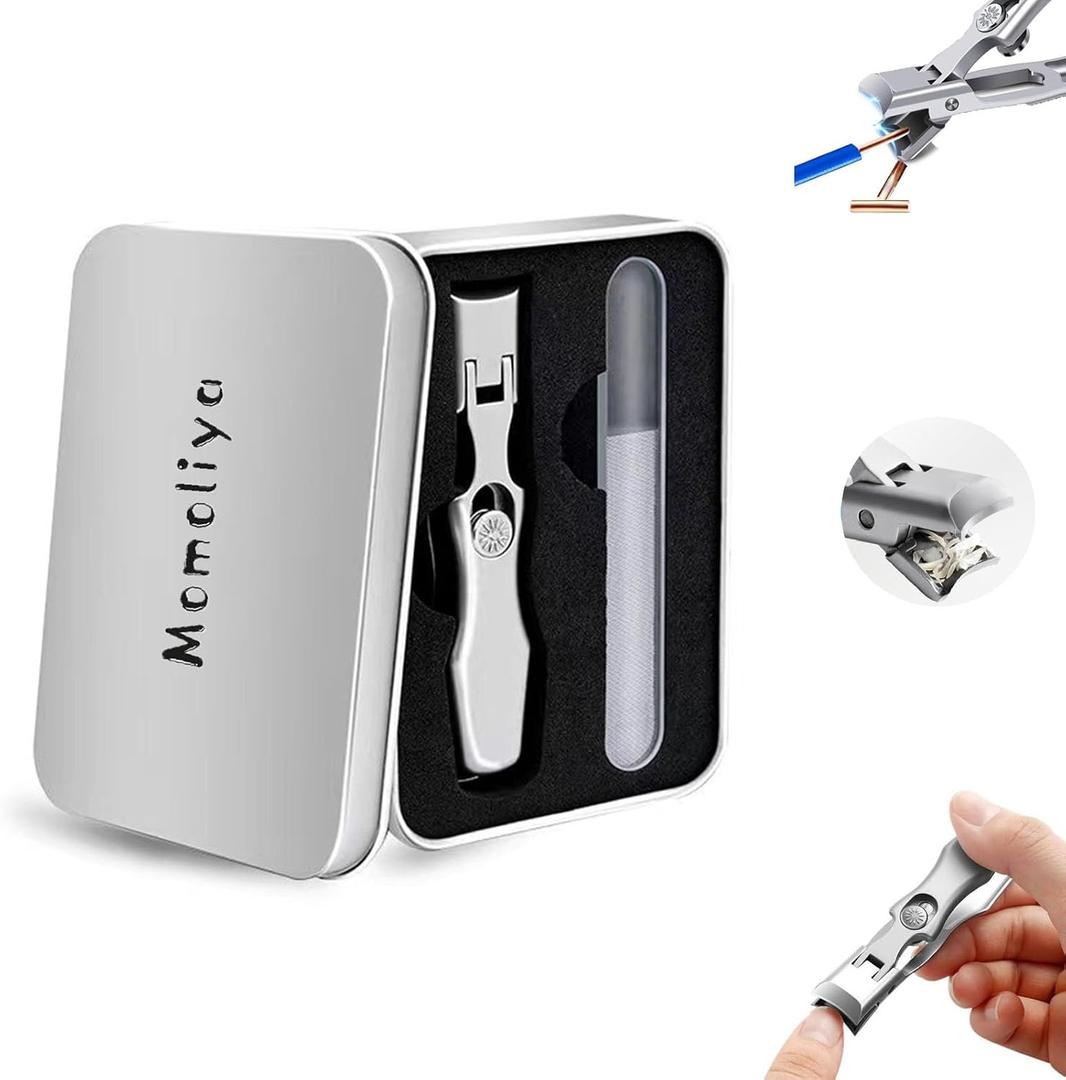 German Nail Clippers for Men with Catcher, Portable Ultra Sharp Nail Clippers for Men Women Seniors Stainless Steel Toenail Clipper with Nail File, Edgy Nail Clipper for Thick Nails