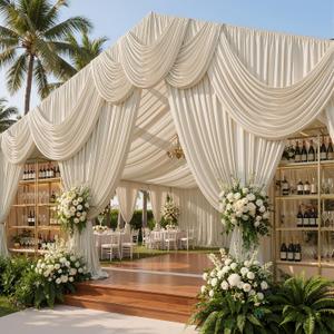 50ftx40ft Beige Ceiling Curtain for Wedding Parties, 60"W x 480"L