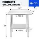 Hally Stainless Steel Table for Prep & Work 24 x 30 Inches, NSF Commercial Heavy Duty Table with Undershelf and Galvanized Legs for Restaurant, Home and Hotel