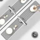 Faucet Mat for Kitchen Sink, Diatomite Stone Drying Mat & Sink Protector, Prevent Moisture, Quick-Dry Splash Guard for Kitchen & Bathroom Counter, Light Gray, 23.6" x 3.9"