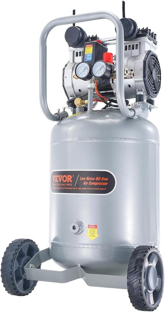 VEVOR 13-Gallon Air Compressor, 2HP, 4.6 SCFM@90PSI, Oil-Free Tank, 66dB Quiet Operation, Ideal for Tire Inflation, Woodworking, Auto Repairs, and Spray Painting (Maximum Pressure 125 PSI)