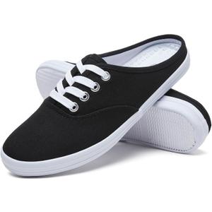 TUOPIN Women's White Slip-On Canvas Loafers Shoes Comfortable Lightweight Mules,Breathable Casual Walking Shoes for Everyday Wear (Black) 7.5