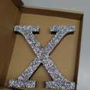 Qunclay Silver Crystal Diamond Bling Letters Crushed Diamond Decoration Wooden Glitter Letter with Screw and Hooks Rhinestone Gift for Wedding Y2k Mcbling Bedroom Wall Decor(Letter X,5.7"l X 5.7"w)