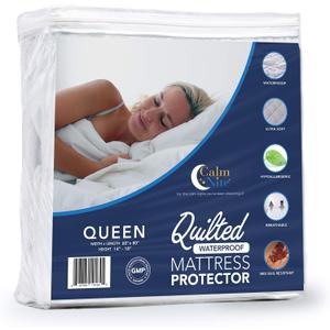 Queen Size Quilted Mattress Protector Ultra-Soft, Waterproof & Breathable Bed Cover | Moisture-Wicking Polyester Fabric | Sweat & Moisture Resistant (60 x 80)