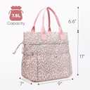 Yarnic Lunch Bag Women Insulated Lunch Bags,Cute Floral Reusable Lunch Box Stain-Resistant Lunchbox with Water Bottle Holder for Adult (Pink Flower)