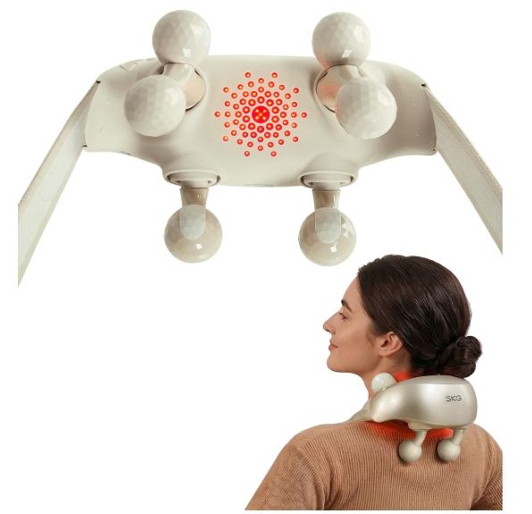 SKG H7 Ultra Cordless Neck Massager for Pain Relief Deep Tissue, Fathers Day Dad Gifts Adjustable Shiatsu Neck and Shoulder Massager with Heat for Strain Relief, for Home Office Travel, FSA Eligible | Birthday Gifts, Shiatsu Shoulder Massager with Red Light and Kneading, Massage Tools for Neck Relaxation, FSA / HSA Eligible