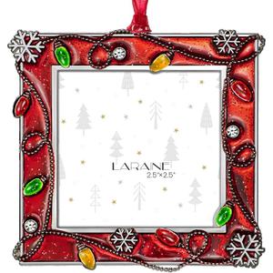 LARAINE Picture Photo Frame Christmas Metal 2025 Christmas High Definition Glass Display Pictures for Tabletop Home Decorative Holiday Gift, 8" x 10" (Red)
