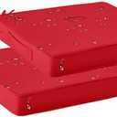 Outdoor Chair Cushions Set of 2, 19x19x3 Red Polyester Waterproof Patio Furniture Cushion with Handle and Ties, Square Elastic Foam Garden Furniture Chairs Pads