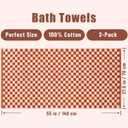 Jacquotha Ultra Soft Bath Towels 2 Pack - 520 GSM Cotton Highly Absorbent Checkered Towels Set for Bathroom Shower Pool Travel 55" x 28"(Coral)