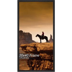 A PLUS MAX 20x40 Picture Frame, Black Engineered Wood Frame for 20 x 40 Inch Picture Poster Photo, Light Weight 20 by 40 Frame with Wood-grain for Wall - 1 Pack/Black/20 x40