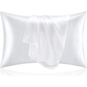 BEDELITE Satin Pillowcase for Hair and Skin, Super Soft and Cooling Similar to Silk Pillow Cases 2 Pack with Envelope Closure, Gift for Women Men(20"x30" Queen Size, White)