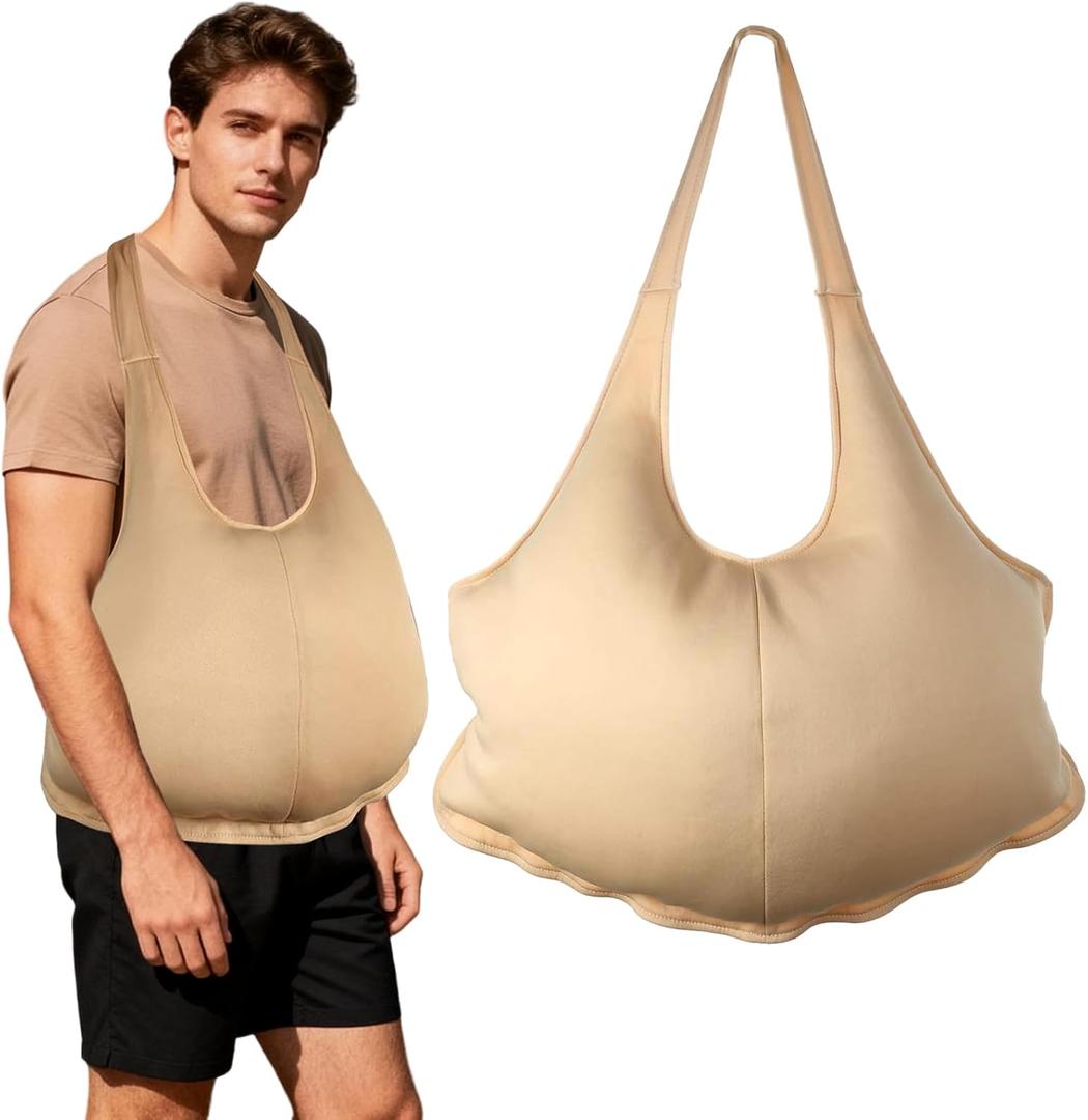 Joyesplay Santa Belly and Fake Butt,Santa Belly Padding for Men Fat Suit,Costume for Christmas Carnival Cosplay (Khaki)